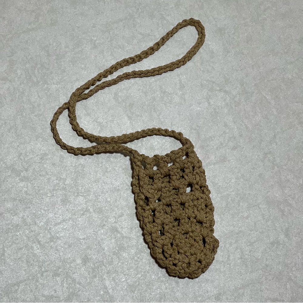 No Brand Macrame Crotched Taupe Crossbody/Shoulder Phone Purse